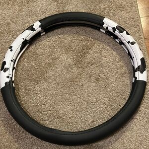 Black and White Cow Print Steering Wheel Cover